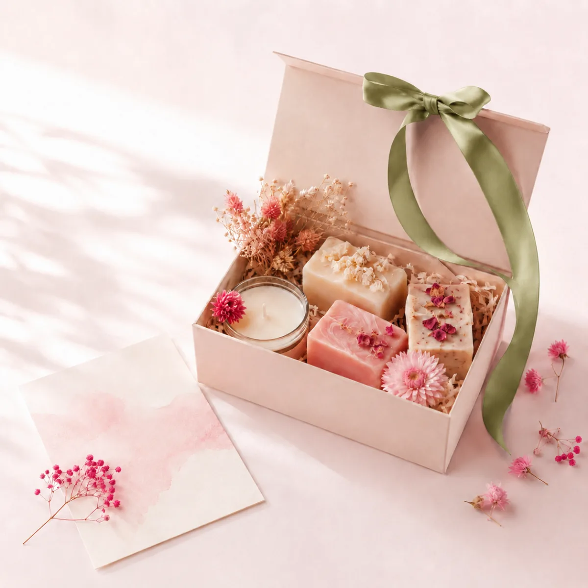 A gift box arranged for the holidays